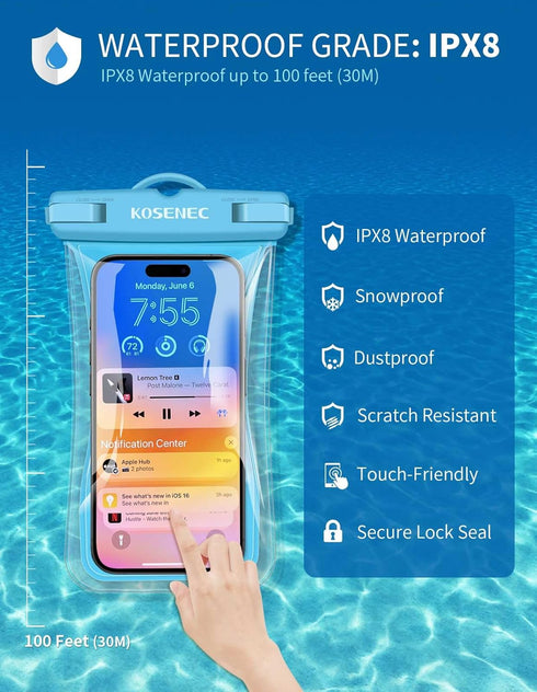 Waterproof Phone Pouch Floating, Waterproof Phone Case with Lanyard for iPhone 15 14 13 12 Pro Max XS Samsung, IPX8