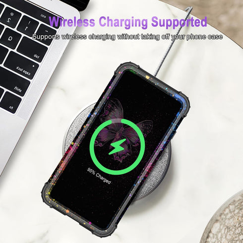 Miqala S26 S26 5G,Colorful for Galaxy Ultra Case,Glow in The Dark Three Layer Heavy Duty Shockproof Protection Hard