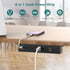 Under Desk Power Strip with PD 20W USB C, QBA 8-in-1 Desk Outlet Station, 4 AC Outlets, 6FT Cable (Black)