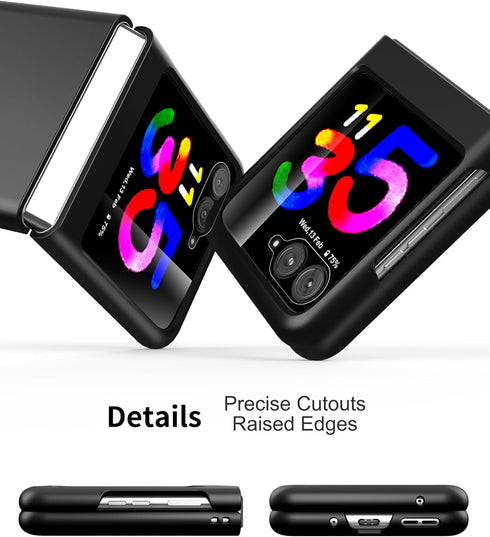 for Moto Razr Plus Case, Slim Hard PC Shockproof Case with Front Tempered Glass Screen Protector for Motorola Moto Razr