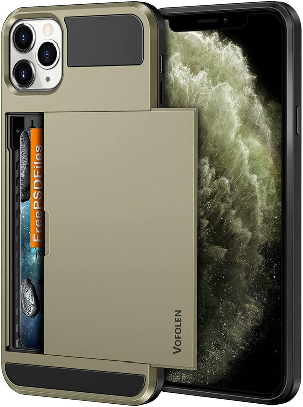 Vofolen Case for iPhone 11 Pro, Wallet with Credit Card Holder Slot, Anti-Scratch Dual Layer Protective Cover, Midnight