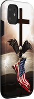 Pretty Christian Cross Bible A Bald Eagle Grip American Flag Case for iPhone 11