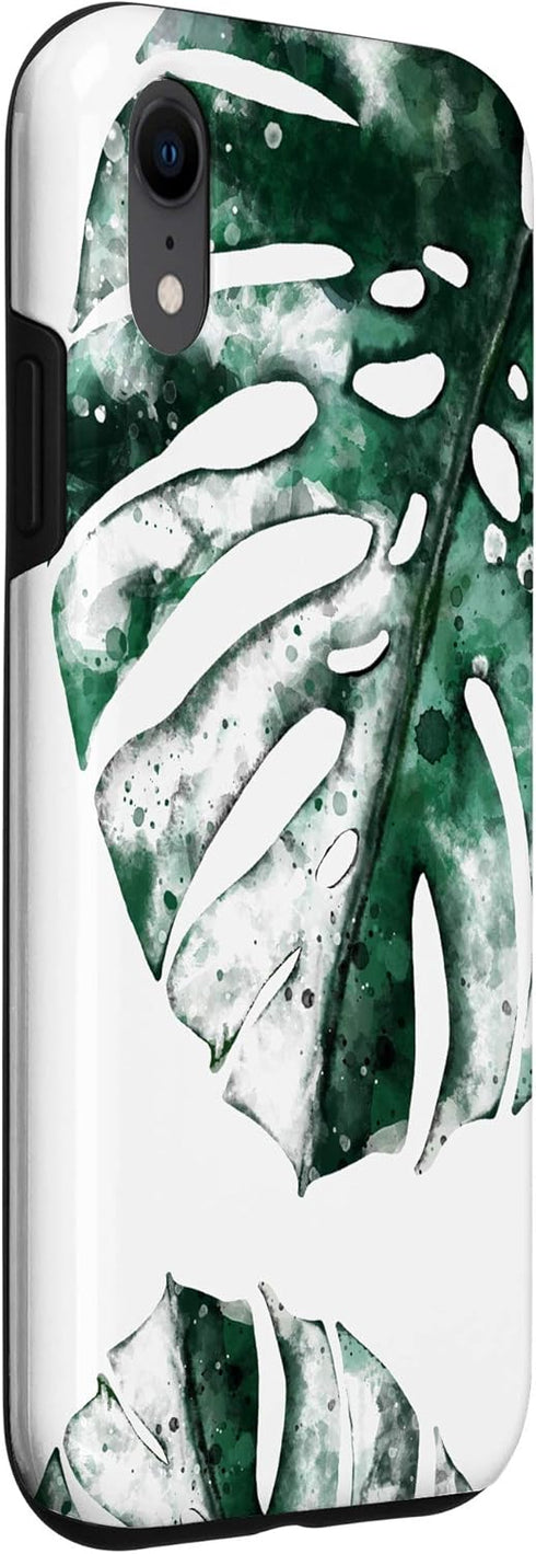 Monstera Deliciosa Swiss Cheese Plant iPhone XR Palm Leaf Monstera Variegata Swiss Cheese Plant Watercolor Case