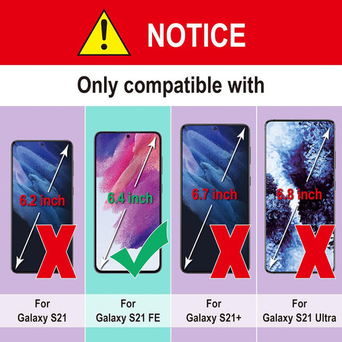 AACL Tempered Glass Screen Protector for Samsung Galaxy S21 FE 5G, 6.4 Inch, Full Screen Coverage, 9H, 3 Pack
