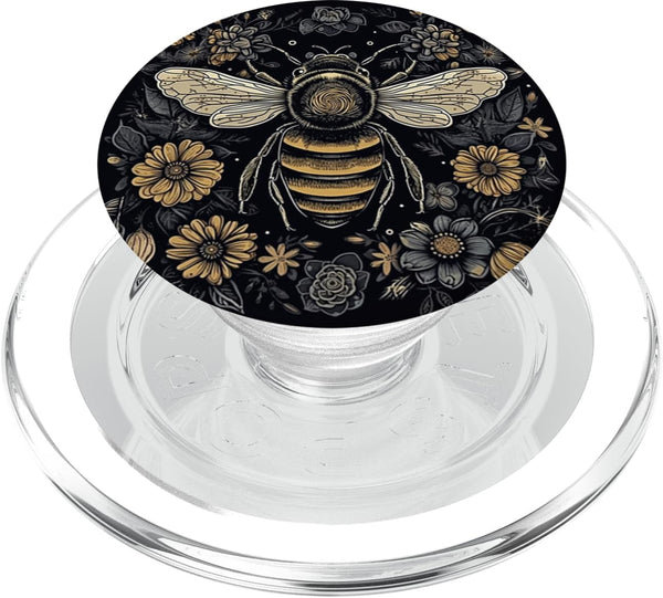 PopSockets PopGrip for MagSafe - Bee Honeybee Bumblebee Flowers Boho Graphic