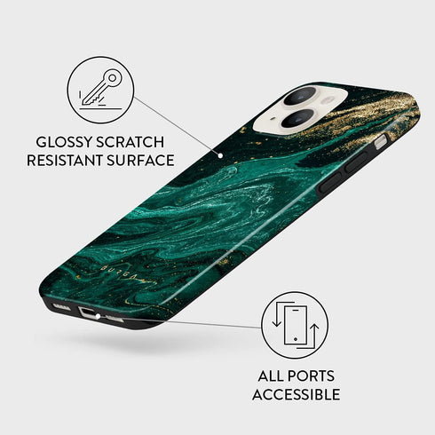 BURGA Phone Case for iPhone 13 - Cute Aesthetic Pattern Hard Shell Protection Cover for Women and Men, Emerald Pool