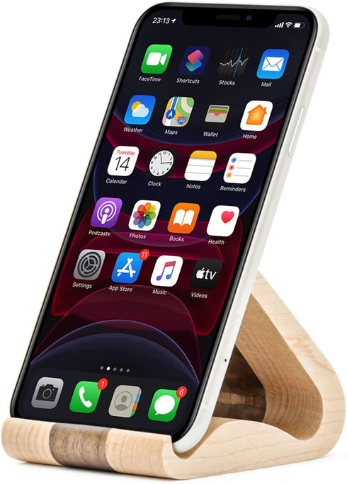 Wooden Cell Phone Stand, Universal Compatible with iPhone 15 14 Pro Max 13 12 Plus 11 se, Samsung S23 22 (Maple and