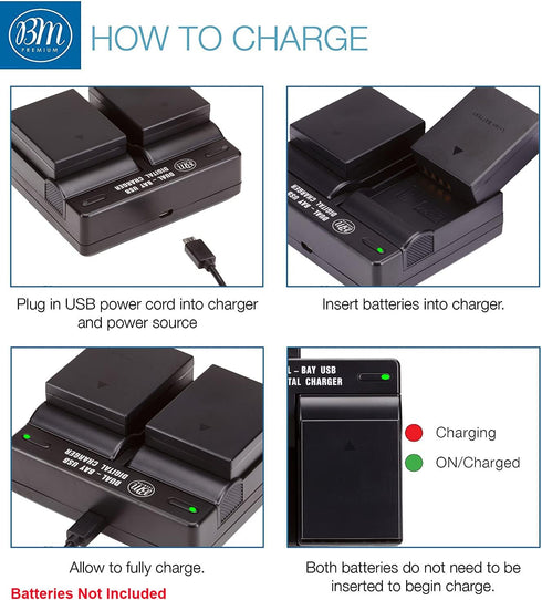 BM Premium Dual Battery Charger for Olympus OM-D E-M1 Mark II Camera