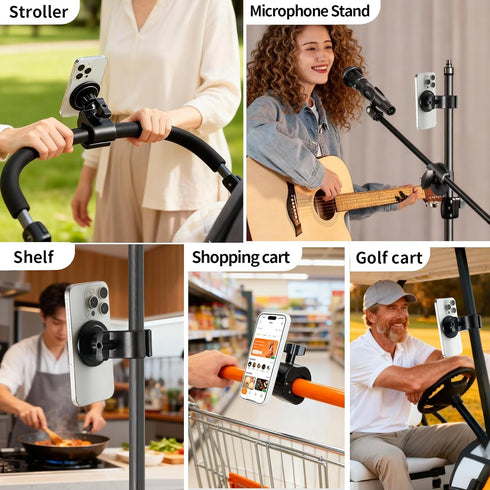 STEARBOR 0.4-2" 16 15 14 13 12 Magnetic Phone Holder Clamp Mount Strong Magnet Mount for Gym, Microphone Stand
