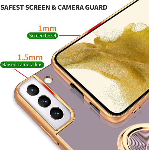 Tnarru Samsung Galaxy S22 Plus Case with Ring Holder Kickstand, Soft TPU Shockproof Electroplated Protective Case,
