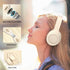 White Wireless Headphones Bluetooth, Foldable Over Ear Headphones, Hi Fi Stereo Headphones Built in Mic for Home/Office