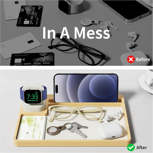 AFOOYO Wooden Watch Band Organizer - Charger Stand Compatible with All Apple Watch Series and Watch Bands Display Watch