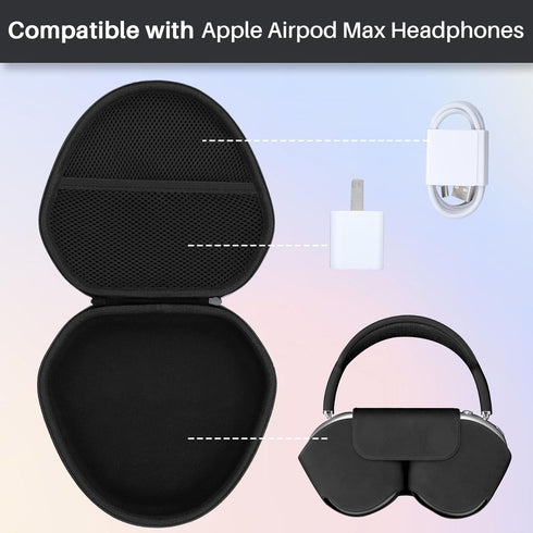 Hard Case for Apple AirPods Max Wireless Over-Ear Headphones (Black Case)