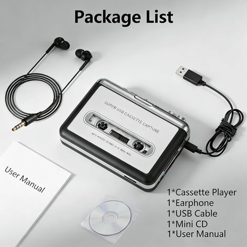 Gxyamen Cassette Cassette MP3 Tape Player Recorder, to Converter with Software, Compatible with Laptops and Personal