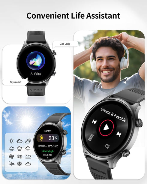 RIVERSONG Smart Watch for Men Women - 1.52" Fitness Tracker - Answer/Make Call - Heart Rate, Sleep, Blood Oxygen