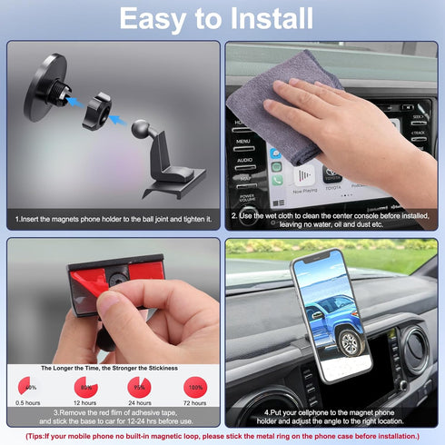 Kaishengyuan 2016-2023, 3rd 20x Magnetic Car Phone Holder for Toyota Tacoma Gen Tacoma Dashboard Clip Cell Phone