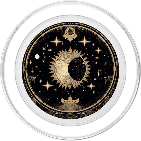 Mysterious Sun and Moon Celestial Phases Gothic Pattern PopSockets MagSafe PopGrip for iPhone