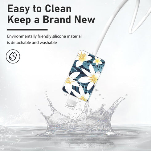 CameCosy for iPhone Charger Cable Protector, Pretty Lily Flower Design, Data Cable USB Case Cord Saver for iPhone