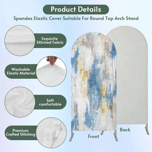Jnbasdffb 6.6 Blue Gray Ombre Wedding Arch Cover, Stretchy Spandex Arch Backdrop Stand Covers FT, Vintage Abstract Art