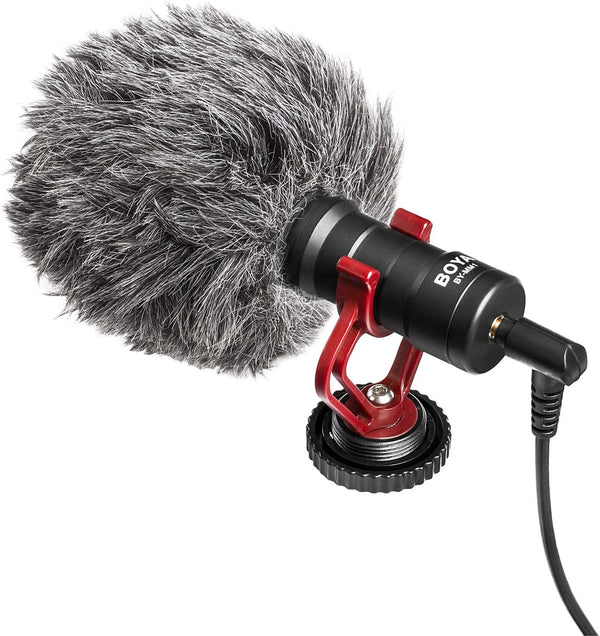 BOYA MM1 Universal Camera Microphone Super-Cardioid Shotgun Microphone with Shock Mount for Camera,