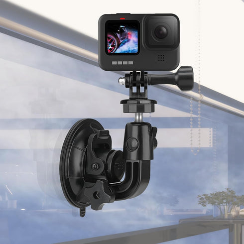 Heavy Duty Super F90mm Suction Cup + Adjustable Dual-Ball-Head Action Camera Dash Cam Phone Car Mount Windscreen Window Cockpit Holder for GoPro insta360 iPhone Hi-Speed Video Recording (1.5kg Load)