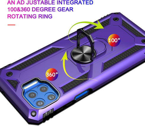 Androgate Compatible with Moto One 5G Case - Military-Grade Metal Ring Kickstand 22ft Drop Tested Shockproof Cover