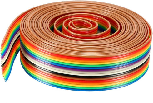 uxcell Flat Ribbon Cable, 16P Rainbow IDC Wire, 1.27mm Pitch, 3 Meters Long