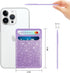 Self Adhesive Card Holders for Back of Phone, Leather RFID Phone Wallet Pockets Stick On, Credit Card Holders Sleeve for Phone Case, Glitter Purple