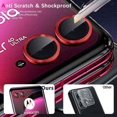 (2 Set for Motorola Razr 50 Ultra Camera Lens Protector, Scratch-Resistant HD Clarity Ultra-Thin Tempered Glass (Red)