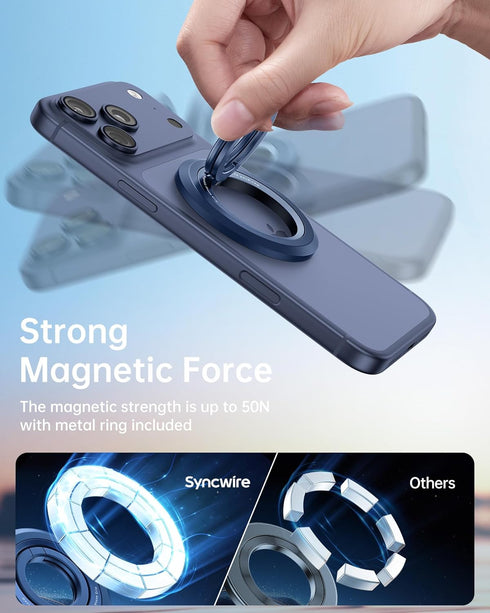 SYNCWIRE 360 17 16 15 14 13 12 for MagSafe Ring Phone Holder, Rotation Magnetic Cell Phone Grip Dual-Sided Magnets