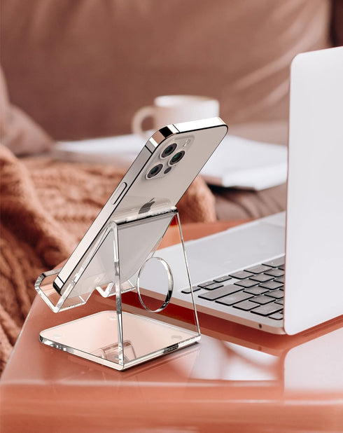 TOPGO Acrylic Cell Phone Stand, Clear Phone Holder for Office Desk, Compatible with