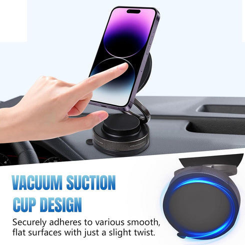 Wogomz 360 Vacuum Suction Magnetic Phone Holder, Foldable Retractable Car Cell Phone Holder with Suction Cup