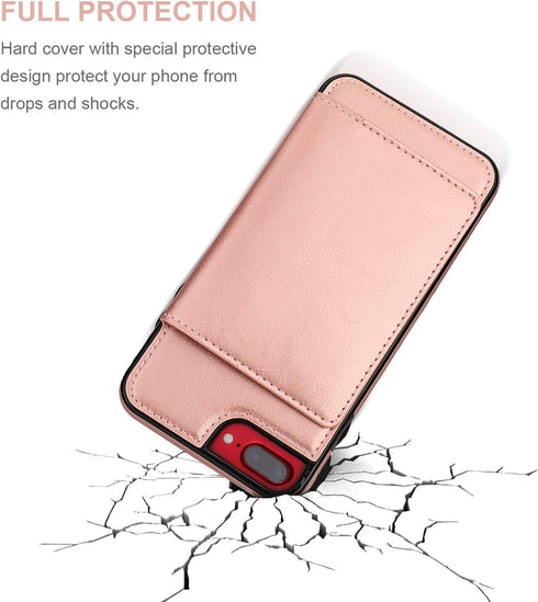 KIHUWEY Compatible with iPhone 7/8 Plus Wallet Case, Premium Leather Kickstand with Credit Card Holder, Durable