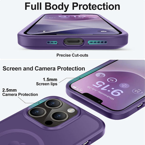 Vooii iPhone 13 Pro Case - Deep Purple, Shockproof, Translucent Matte, MagSafe Compatible, Protective Cover for 6.1"