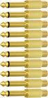 6.35mm 1/4" TS Plug to RCA Female Jack Adapter Connector - 10 Pack, Gold-Plated Mono Male to RCA Female