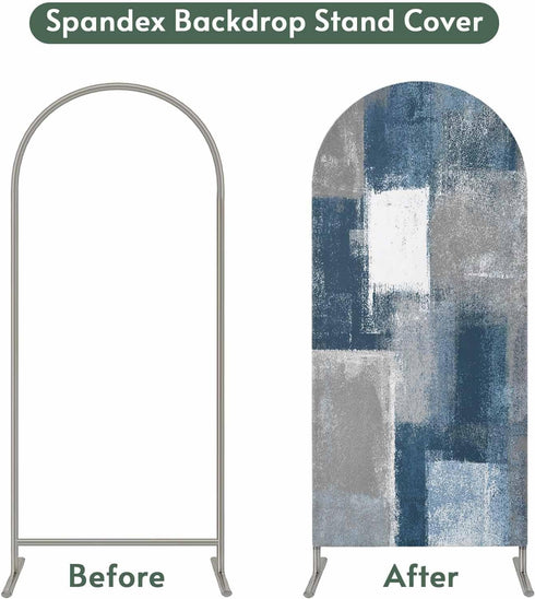 Jnbasdffb 6 Blue Grey Ombre Wedding Arch Cover,Stretchy Spandex Arch Backdrop Stand Covers FT,Abstract Vintage Oil