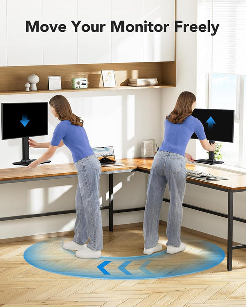 HUANUO 13 34 Inch 44lbs, 5 360 75x75mm/100x100mm Monitor Stand, Freestanding VESA Mount for to Screens, Holds up