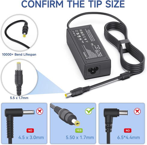 19V 65W AC Adapter Power Cord, Compatible with Acer LCD Monitor SA370 H226HQL and More Series