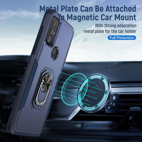 Rugged Protective Case for Moto G Power 2022 & G Pure, Military Grade with Kickstand, Magnetic Ring, Navy