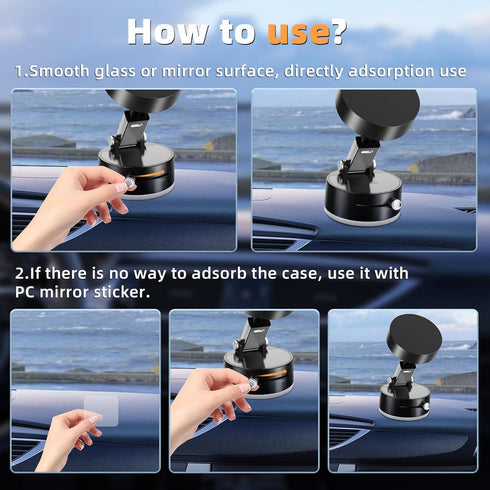 NEWFATE 2025 Vacuum Suction Magnetic Car Phone Holder, New Magnetic Suction Phone Mount, Adjustable Electric Vacuum