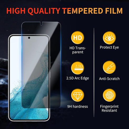 Privacy Screen Protector for Samsung Galaxy S22 Plus/S23 Plus 6.6 Inch, 2 Pack, Anti-Spy Scratch Resistant