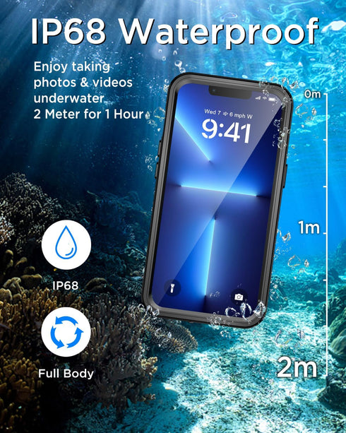 Beeasy Waterproof Case for iPhone 13 Pro Max (6.7") Compatible with MagSafe, 360 Degree Protective Armor Case, Black