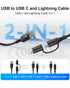 USB to USB C and Lightning Cable 6FT - Nylon Braided 2 in 1 Charging Cord for iPhone 15, Android Phones