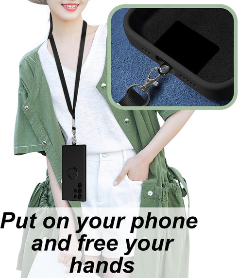 iPhone 11 Case, with 360° Rotatable Ring Holder Kickstand & Strap Lanyard, Premium Liquid Silicone, White