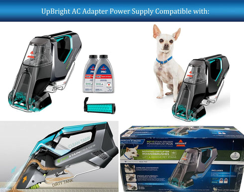 UpBright 10V AC/DC Adapter Compatible with Bissell 2837 2842 2846 2877 Pet Stain Eraser PowerBrush Plus Carpet Cleaner Li-Ion PetStain PetStainEraser 630mA Power Brush 1624554 Supply Battery Charger