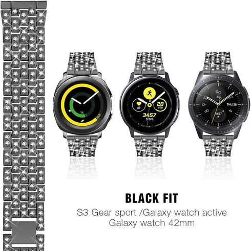 Dsytom Compatible with Samsung Galaxy Watch 42mm Band + Bezel, 20mm Diamond Strap Bracelet for Galaxy Watch 4 Classic