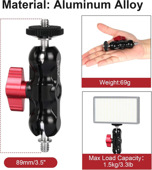 HSU Magic Arm with Dual Ball Head, Aluminum Alloy Adjustable Universal Extension Magic Arm for Monitor, Microphone