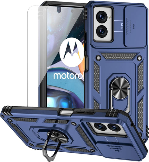 Motorola Moto G Power 5G 2024 Case with Camera Lens Cover, HD Screen Protector, Military-Grade Drop Tested, Navy Blue