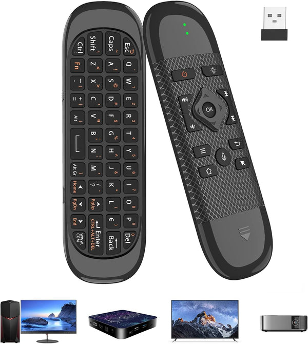 Miritz Air Mouse - with Voice, 6-Axis Gyroscope, Bluetooth, Infrared LearningPower Button only,