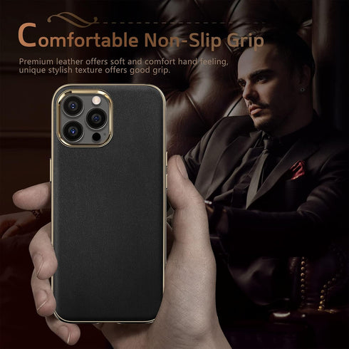 LOHASIC Leather Case for iPhone 13 Pro Max, Premium Slim Classic Cover Soft Grip Shockproof Compatible with 5G 6.7 inch
